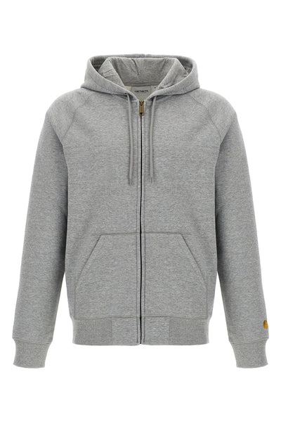 chase hoodie in heavy melange brushed polycotton jersey