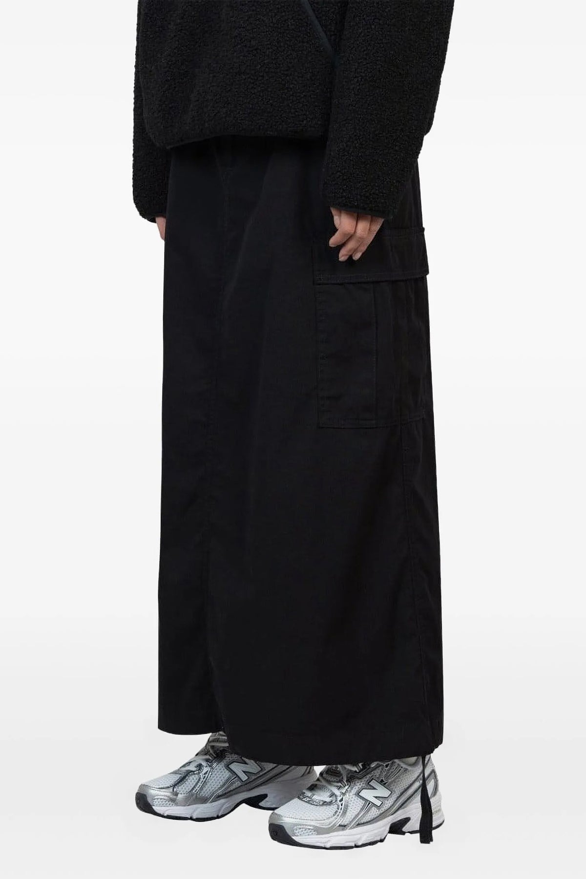 midi skirt cargo in cotton poplin of medium weight