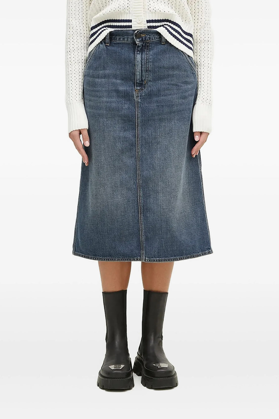 CARHARTT WIP S single knee midi skirt in heavy camano stonewashed cotton denim