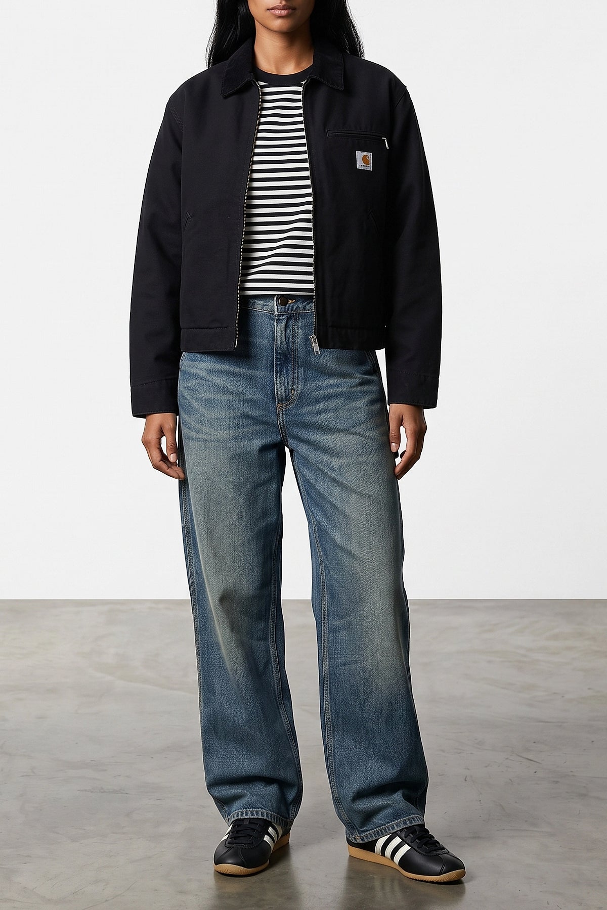 brandon single knee jeans in heavy camano stonewashed cotton denim