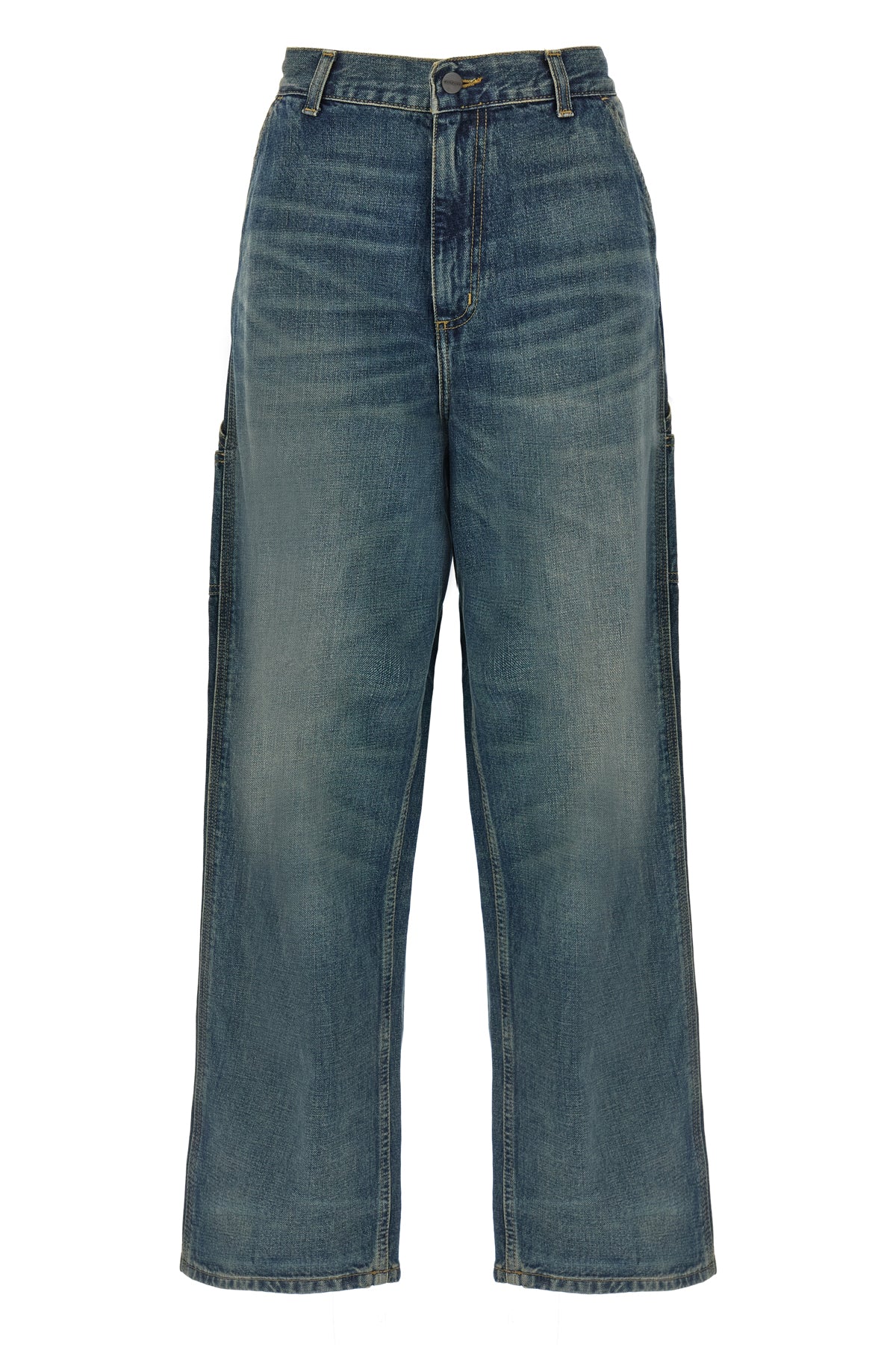 brandon single knee jeans in heavy camano stonewashed cotton denim
