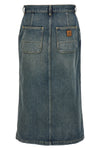 marvin midi skirt in used-effect smith denim