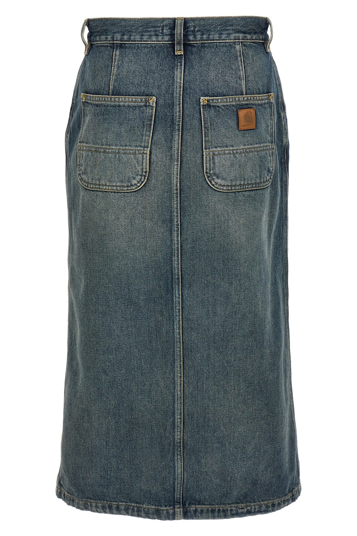 marvin midi skirt in used-effect smith denim