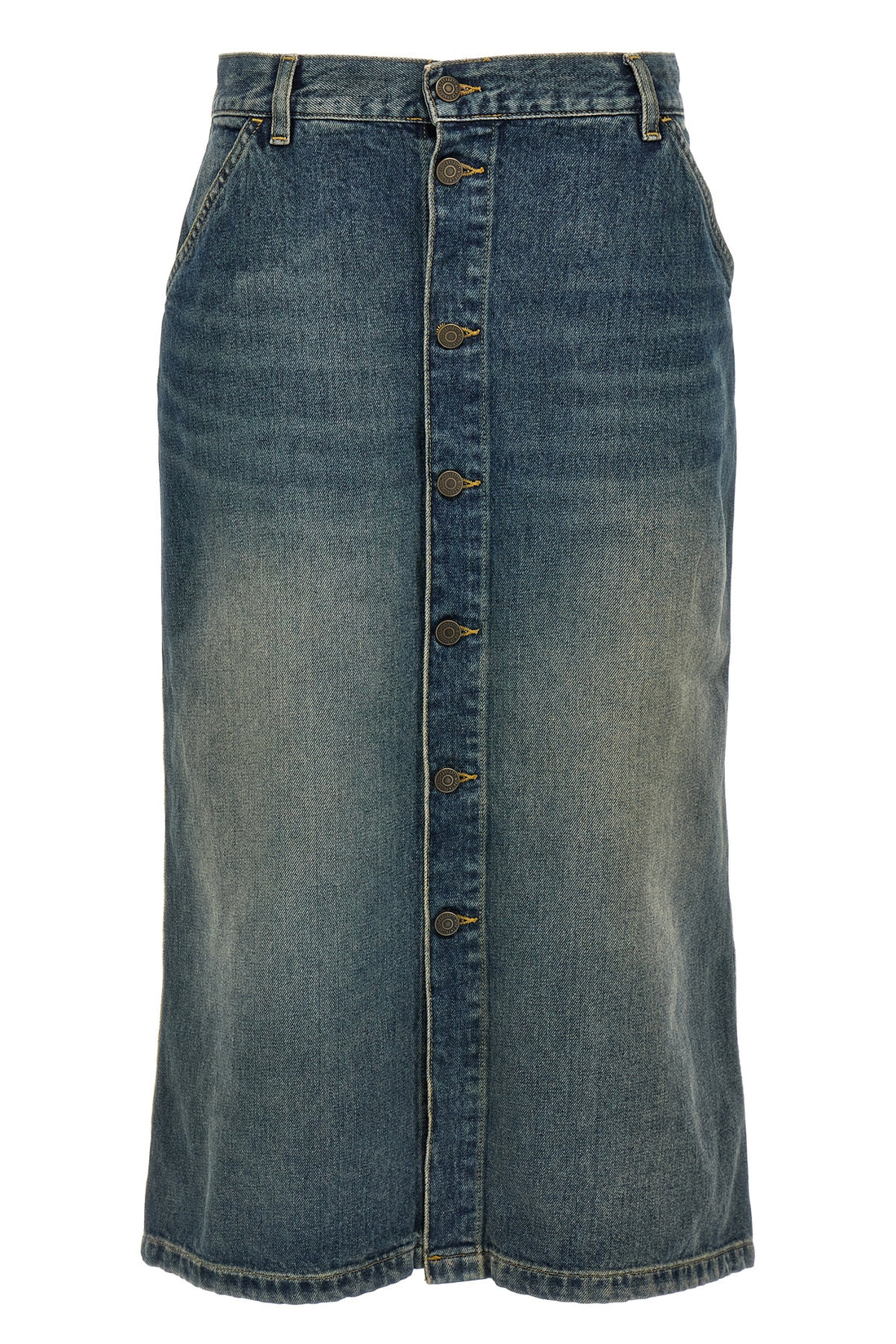 CARHARTT WIP M marvin midi skirt in used-effect smith denim