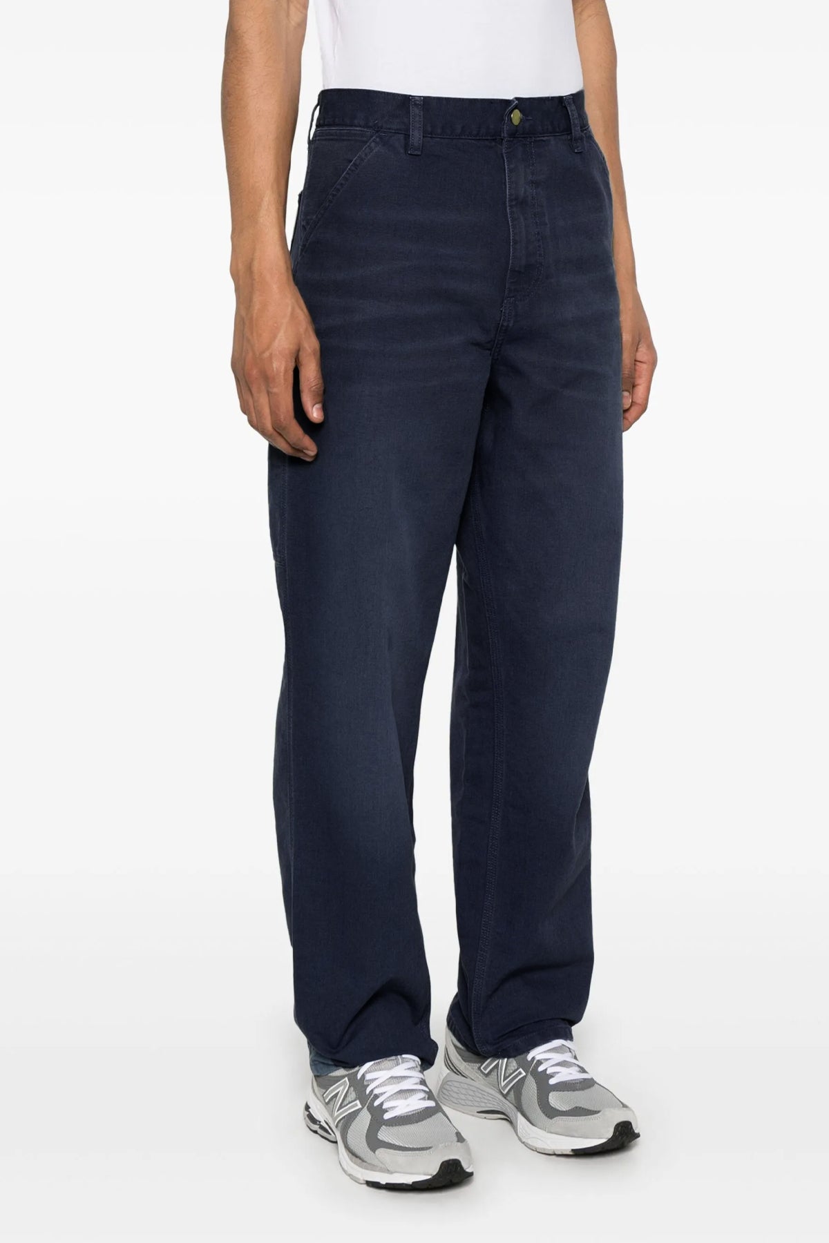 single knee trousers in heavy dearborn cotton canvas stone canvas wash