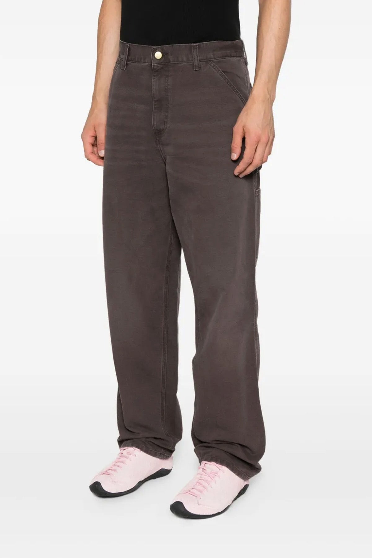 single knee trousers in heavy dearborn cotton canvas stone canvas wash