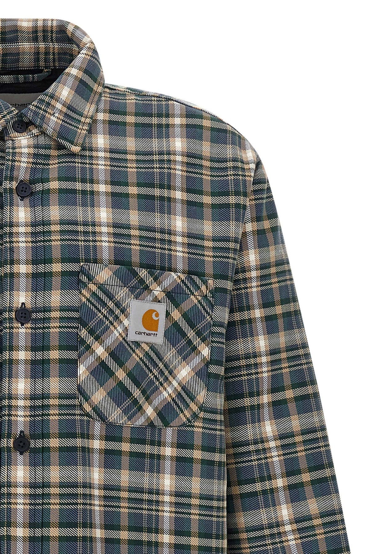 cronyn overshirt in medium-weight polyester-cotton twill dyed in patterned che