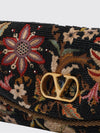 devain embroidered beaded bag with floral motif