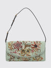 devain embroidered beaded bag with floral motif