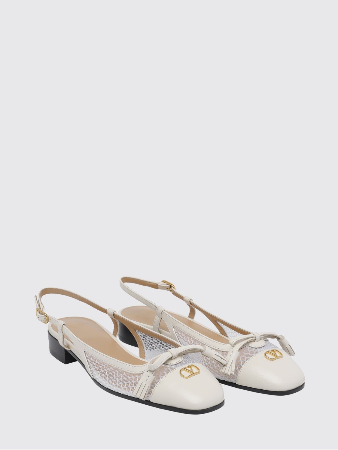 valet du roi leather and mesh nylon ballerina flats