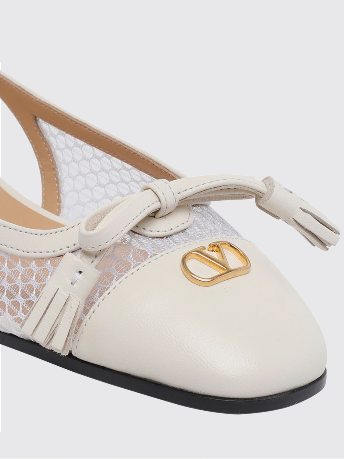 valet du roi leather and mesh nylon ballerina flats