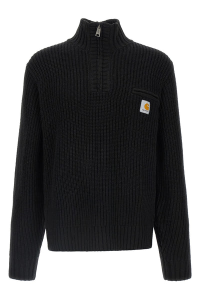 detroit half zip wool blend sweater