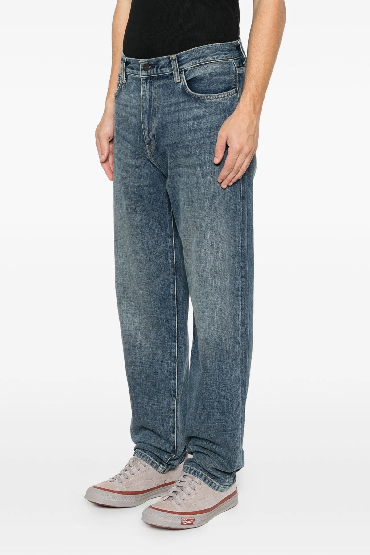 aaron pants used-effect wash cotton denim jeans