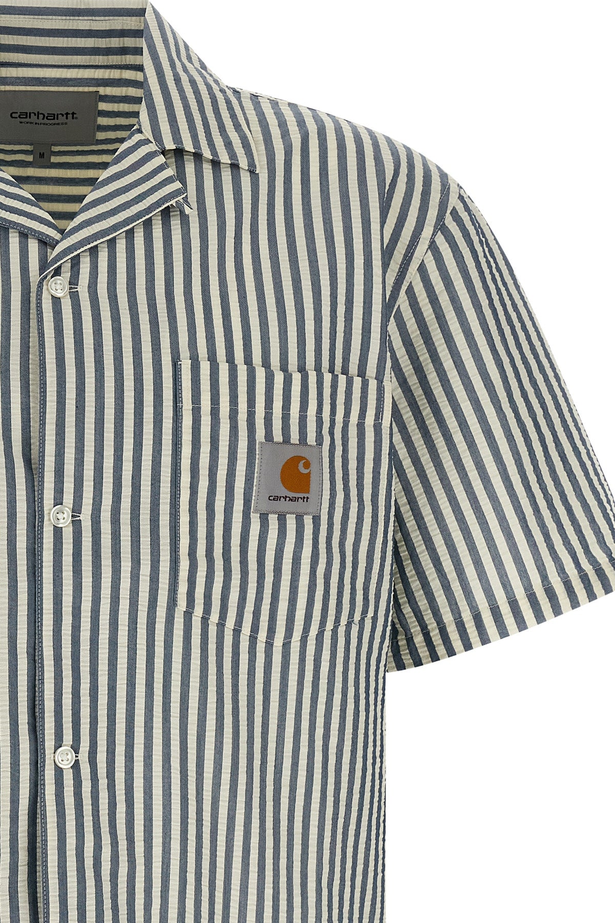 leavel shirt in lightweight polyester and cotton seersucker