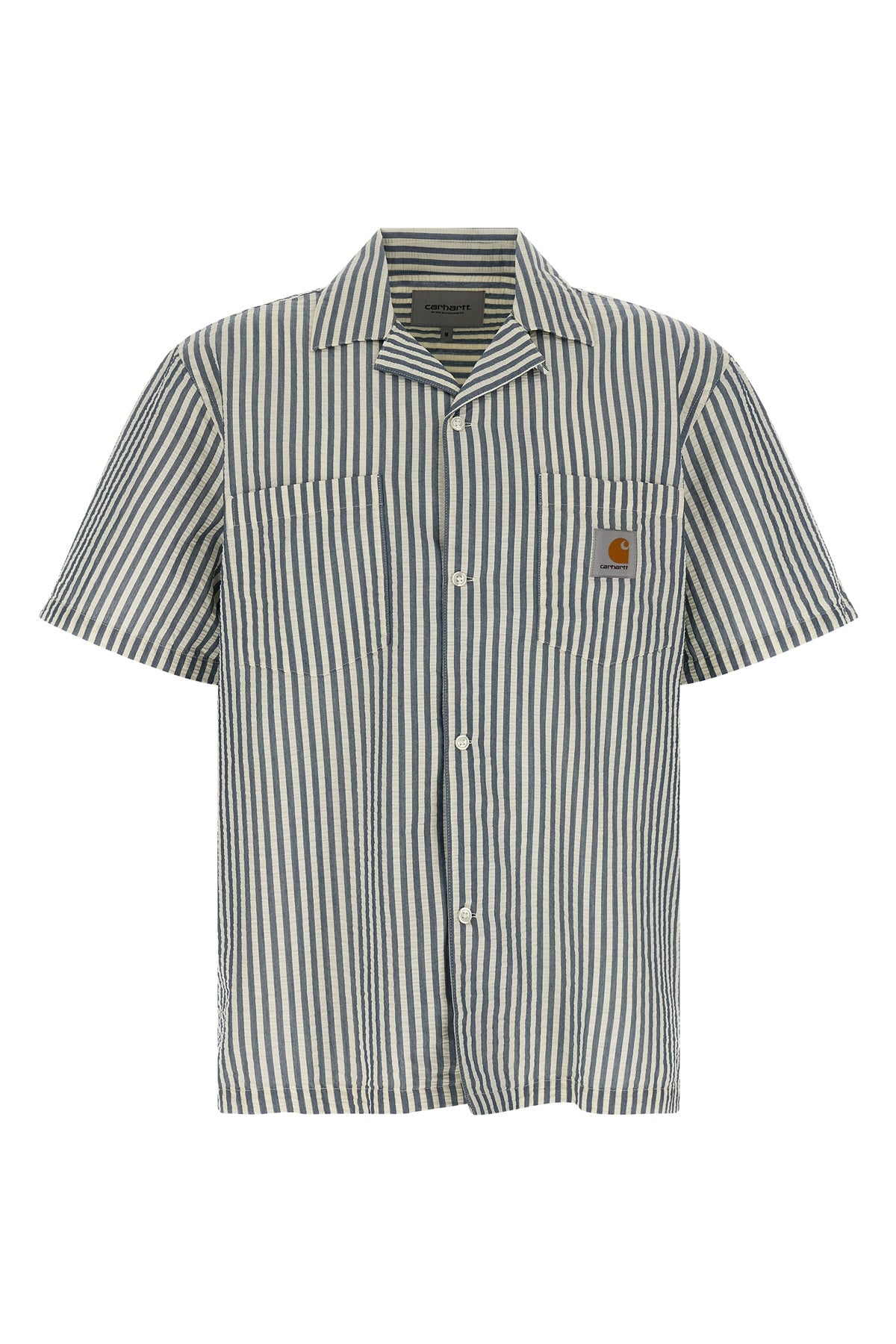 leavel shirt in lightweight polyester and cotton seersucker