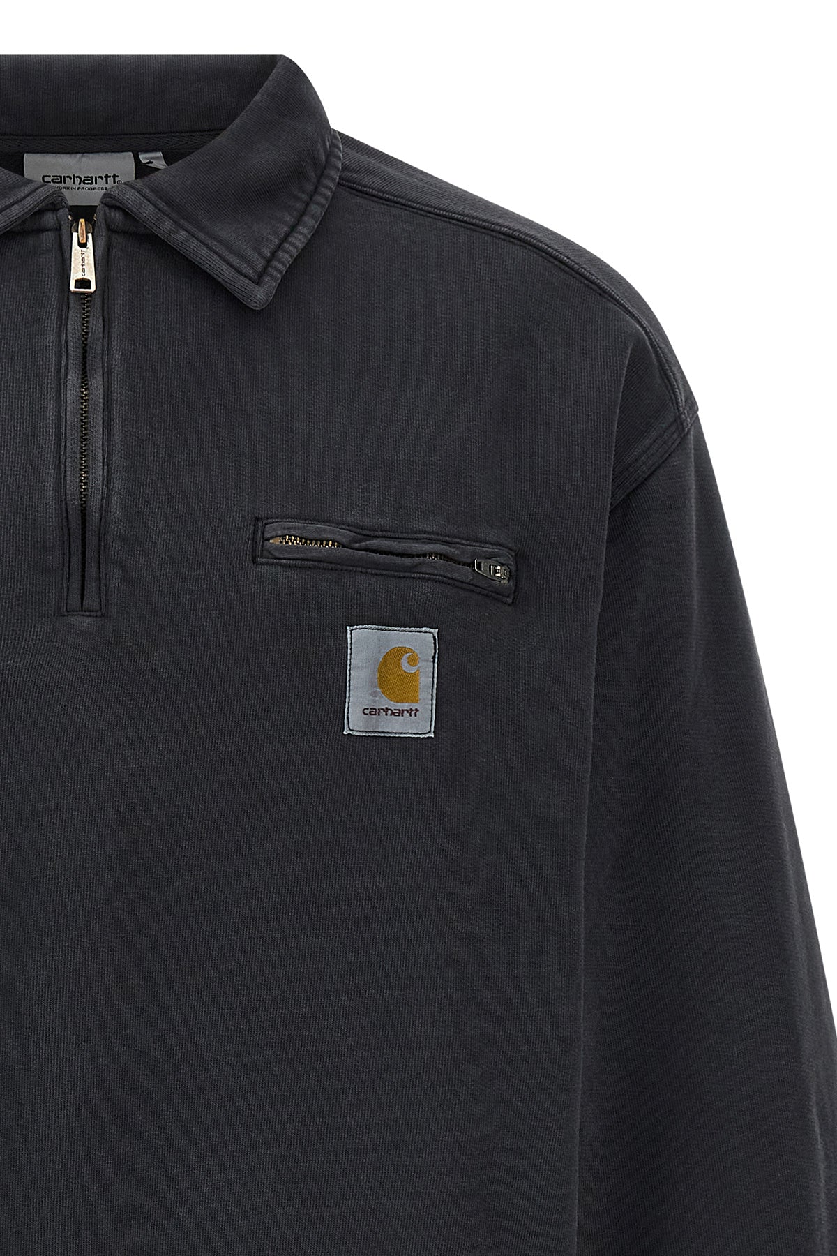 detroit sweatshirt in heavy brushed cotton jersey washed for a used effect