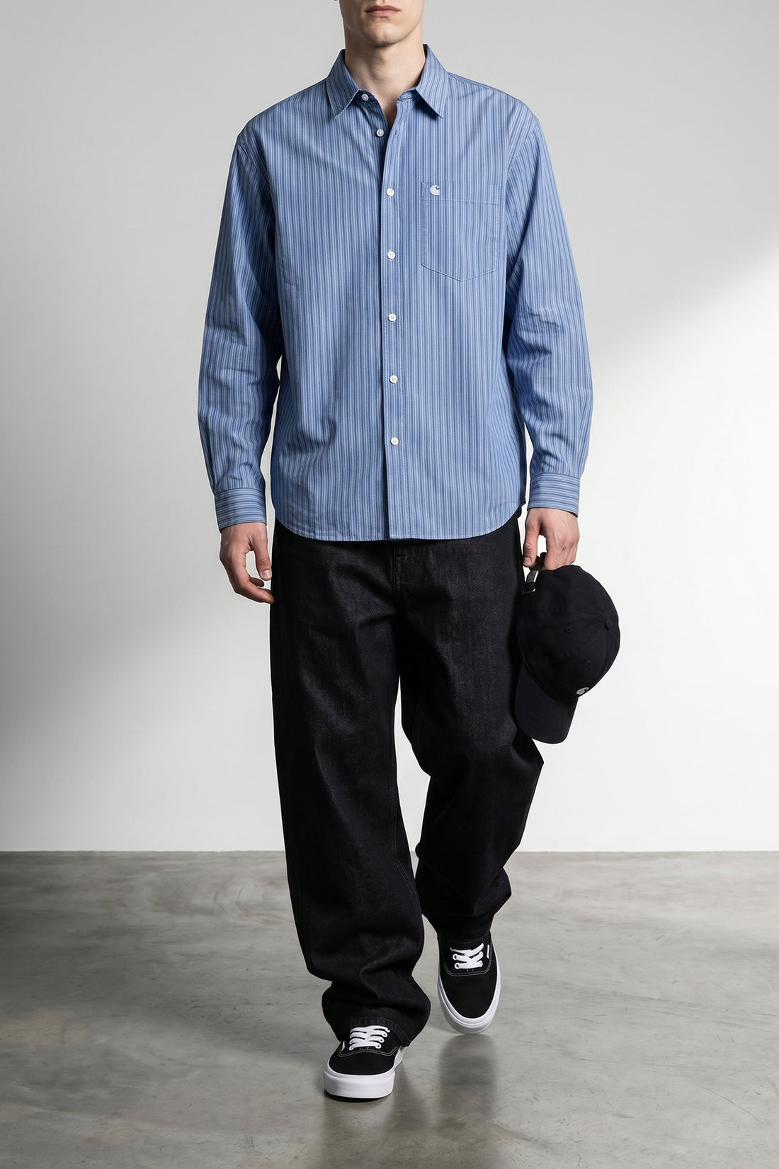 CARHARTT WIP M keene stripe striped cotton poplin shirt