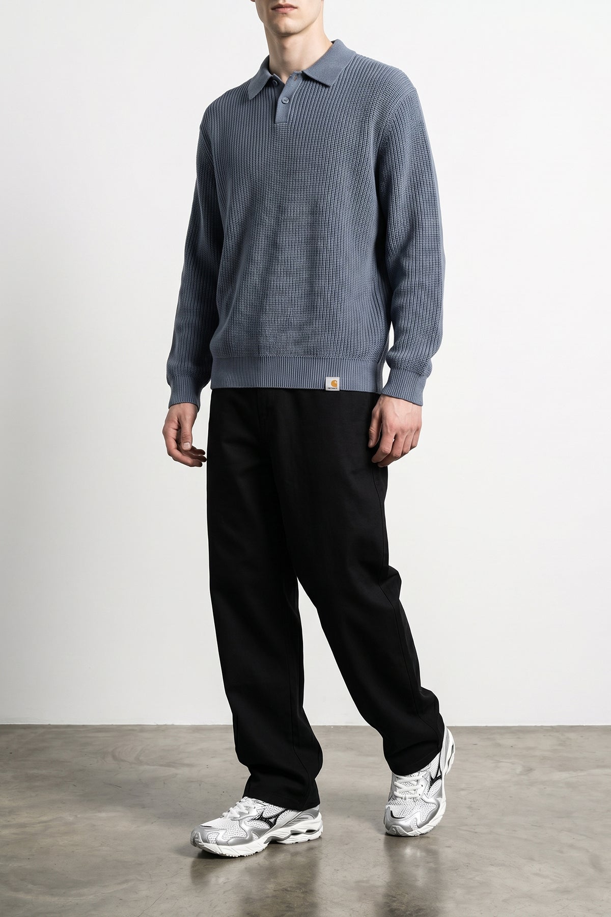 the carhartt wip long-sleeved miles knit polo shirt
