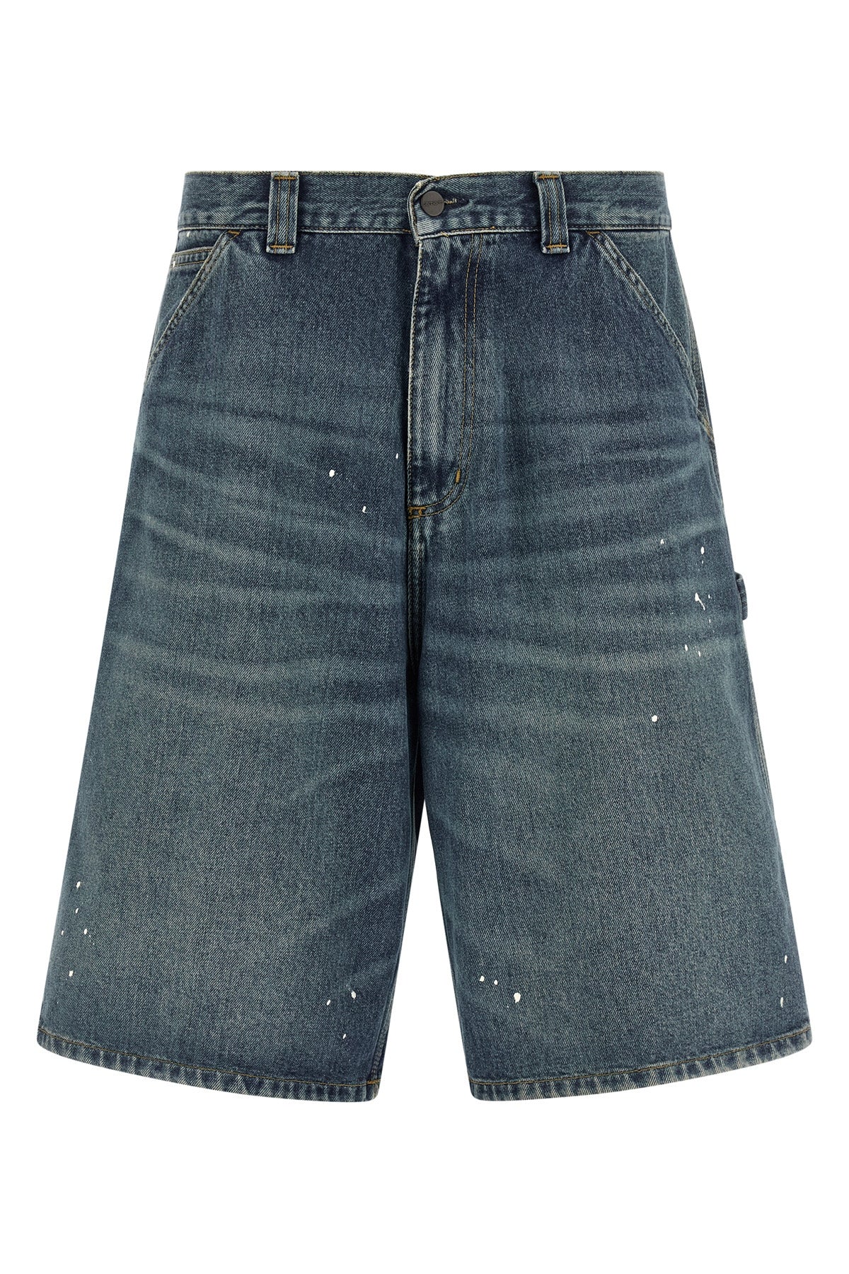 og single knee smith heavy used cotton denim shorts