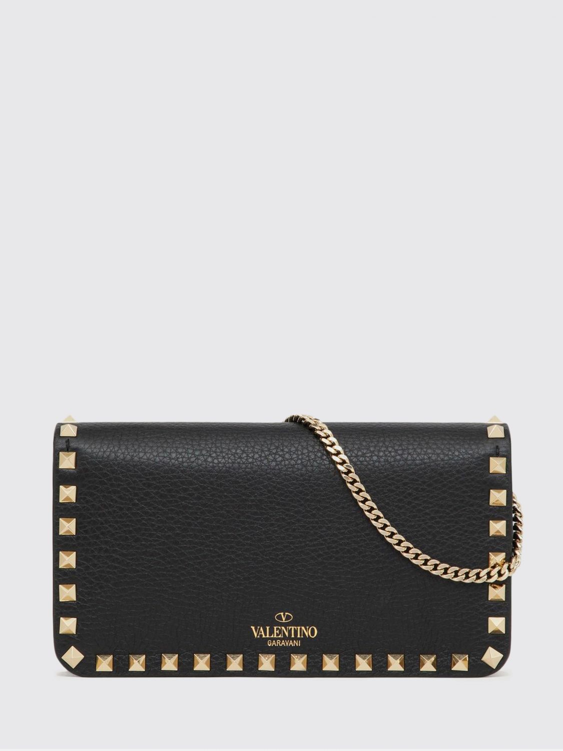 rockstud grained leather bag