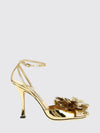 mimi laminated patent leather sandal with floral application