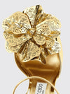 mimi laminated patent leather sandal with floral application