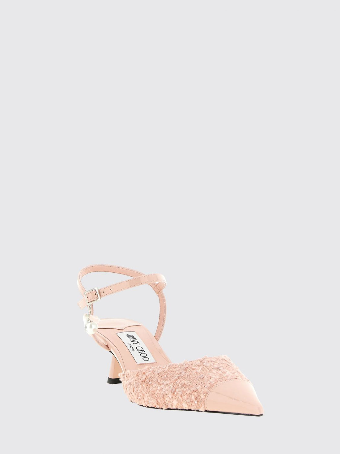 JIMMY CHOO 35 aren tweed and patent leather slingback