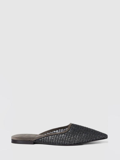 suede and mesh nylon mules with monili