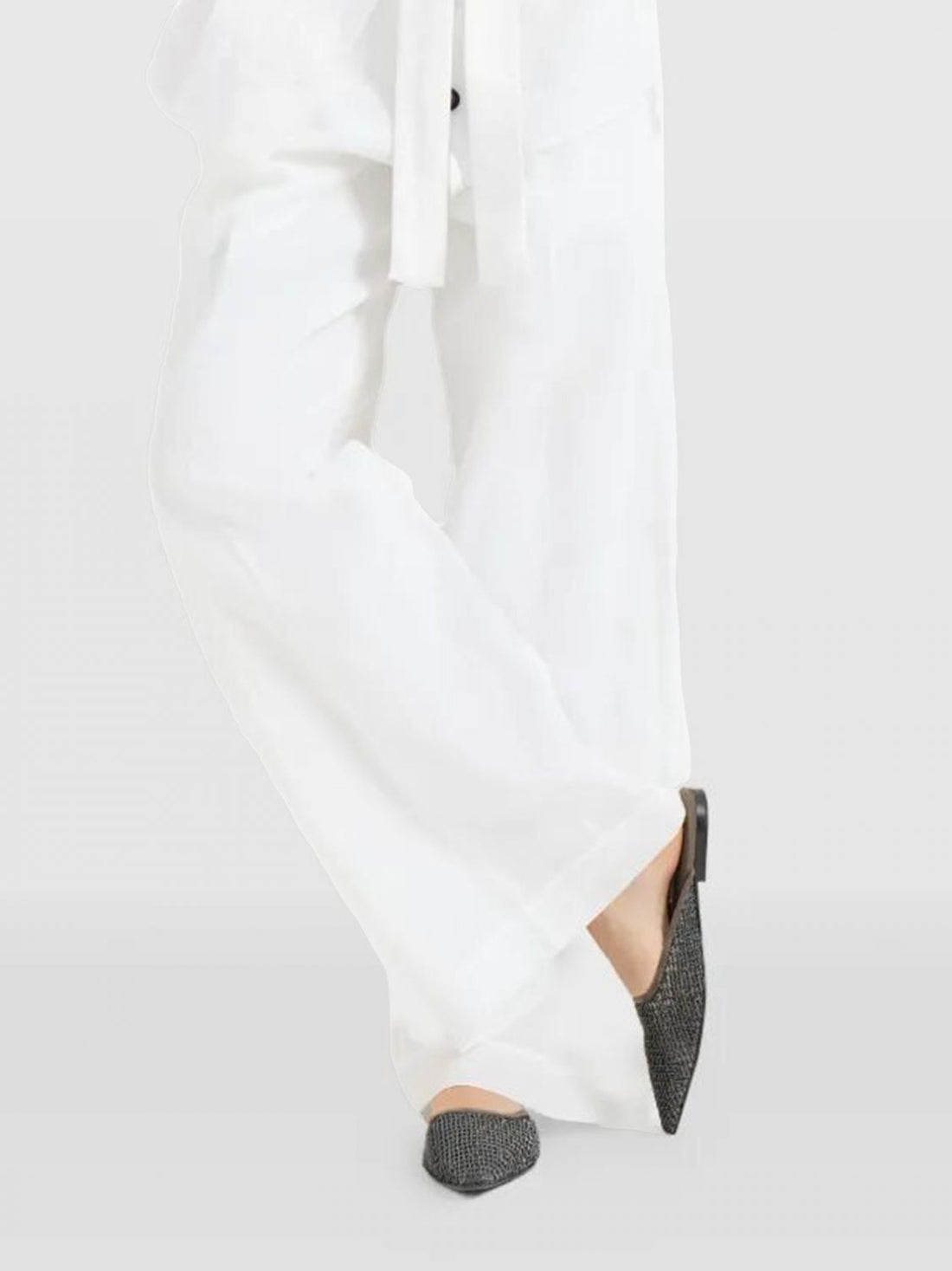 BRUNELLO CUCINELLI 36 suede and mesh nylon mules with monili
