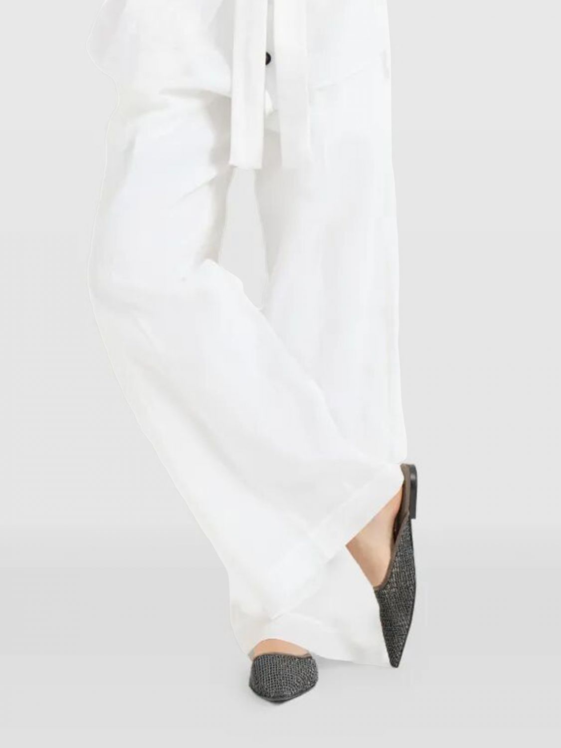 suede and mesh nylon mules with monili