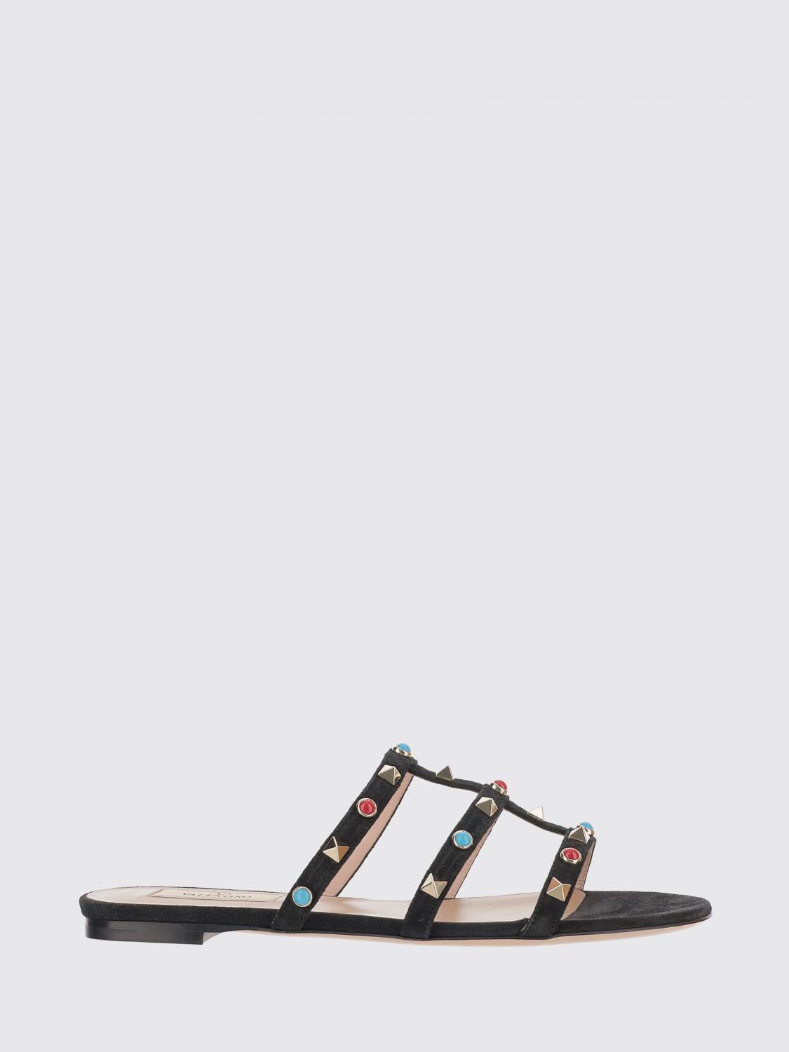 rockstud suede sandals with studs and stones