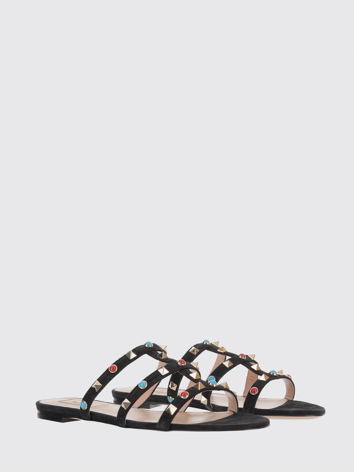 rockstud suede sandals with studs and stones