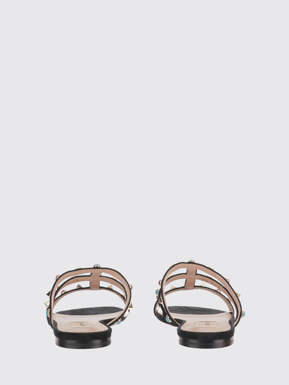 rockstud suede sandals with studs and stones