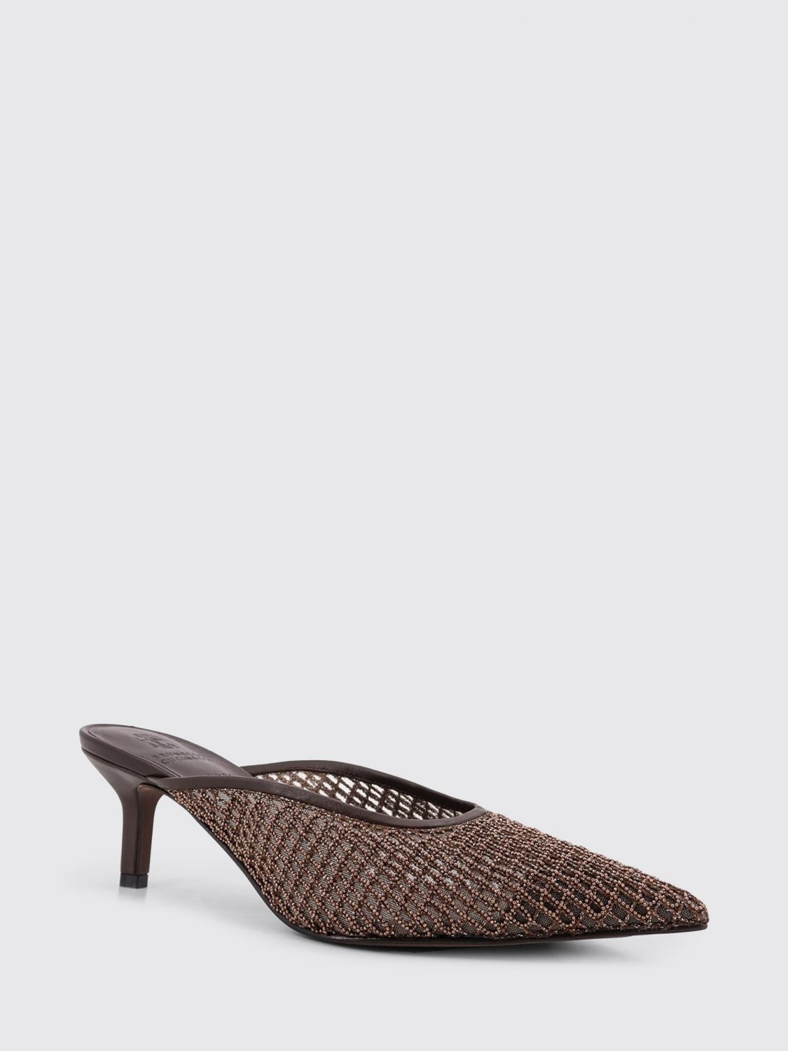 mesh nylon mules with monile and leather