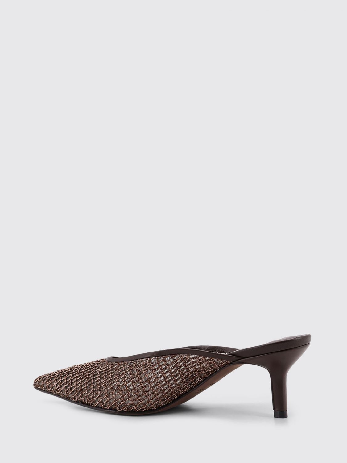 mesh nylon mules with monile and leather