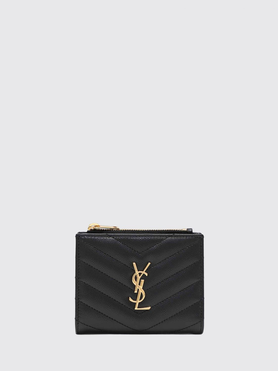 SAINT LAURENT OS cassandre wallet in quilted grain de poudre leather