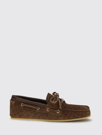 suede boat loafers with gg monogram