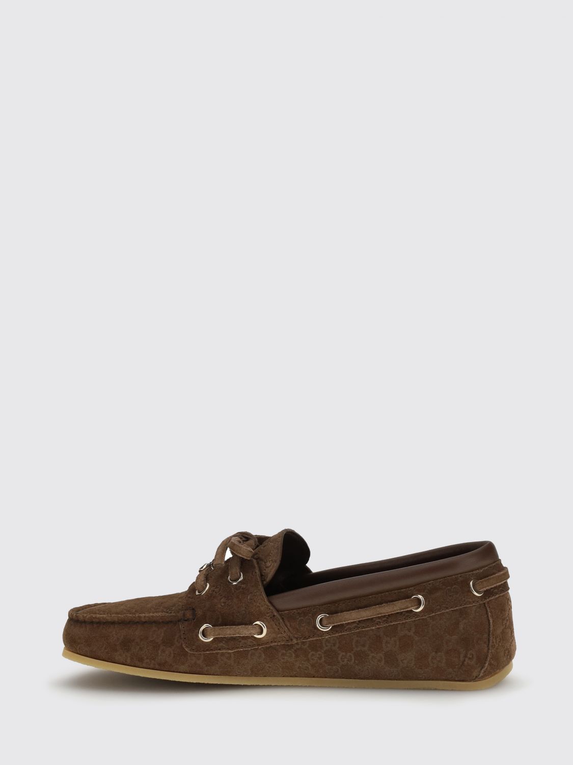 suede boat loafers with gg monogram