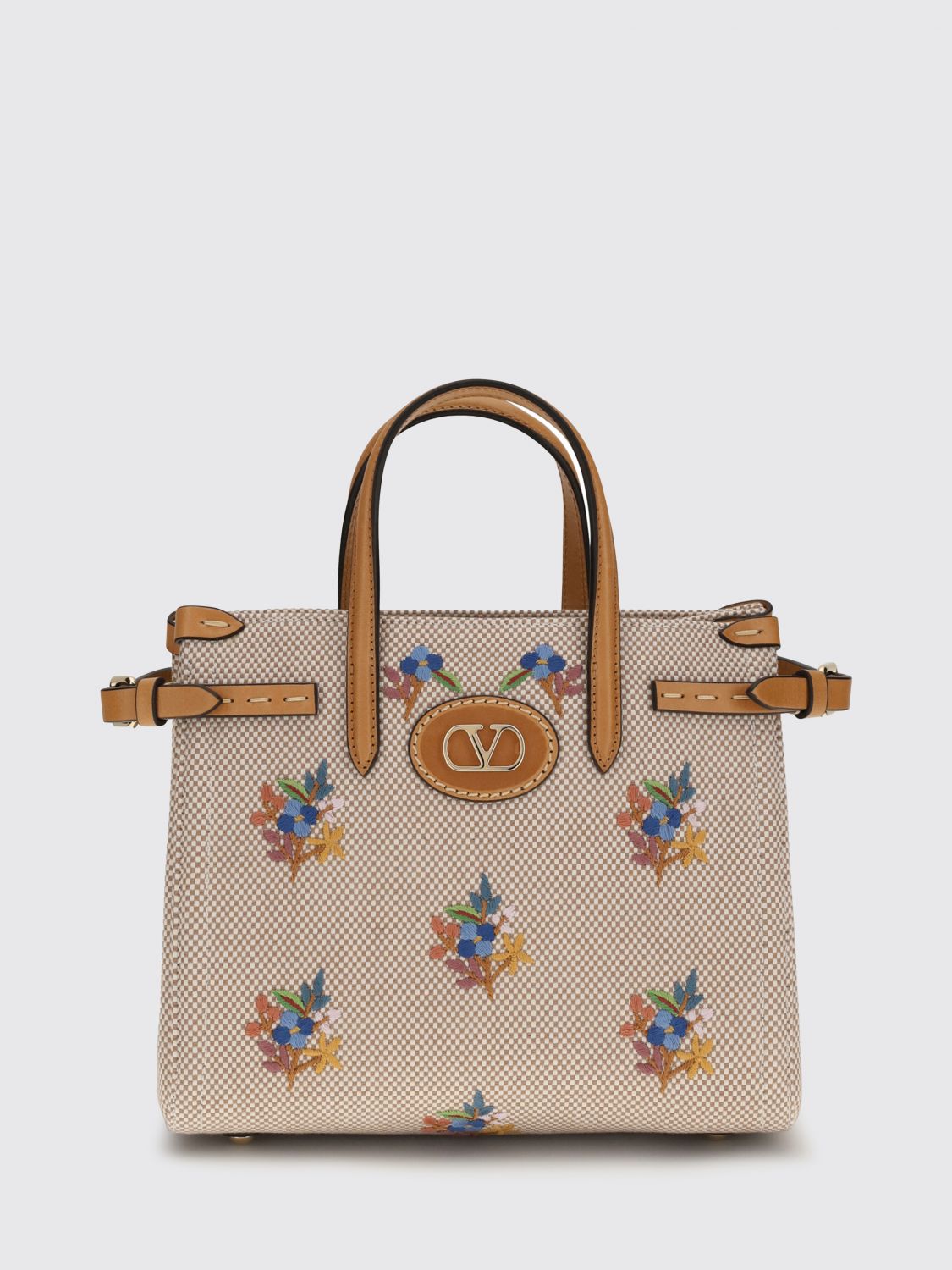 antibes canvas bag with embroidered floral motif
