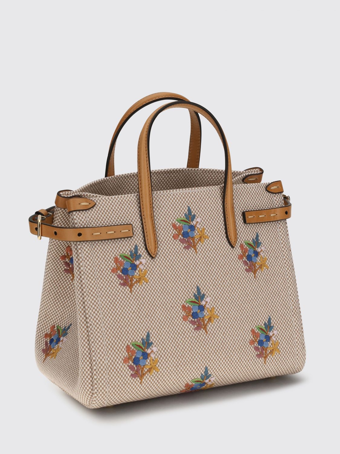 antibes canvas bag with embroidered floral motif
