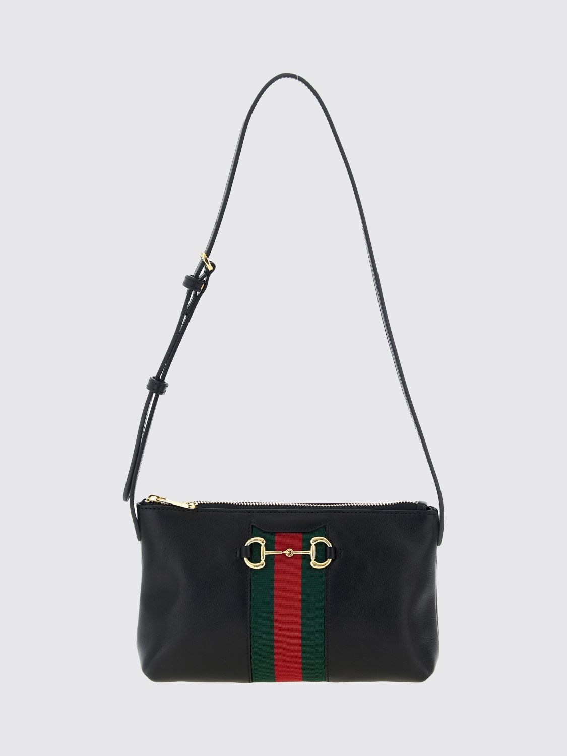 horsebit web leather bag