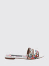 canvas mules with embroidered floral motif