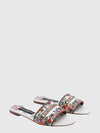 canvas mules with embroidered floral motif