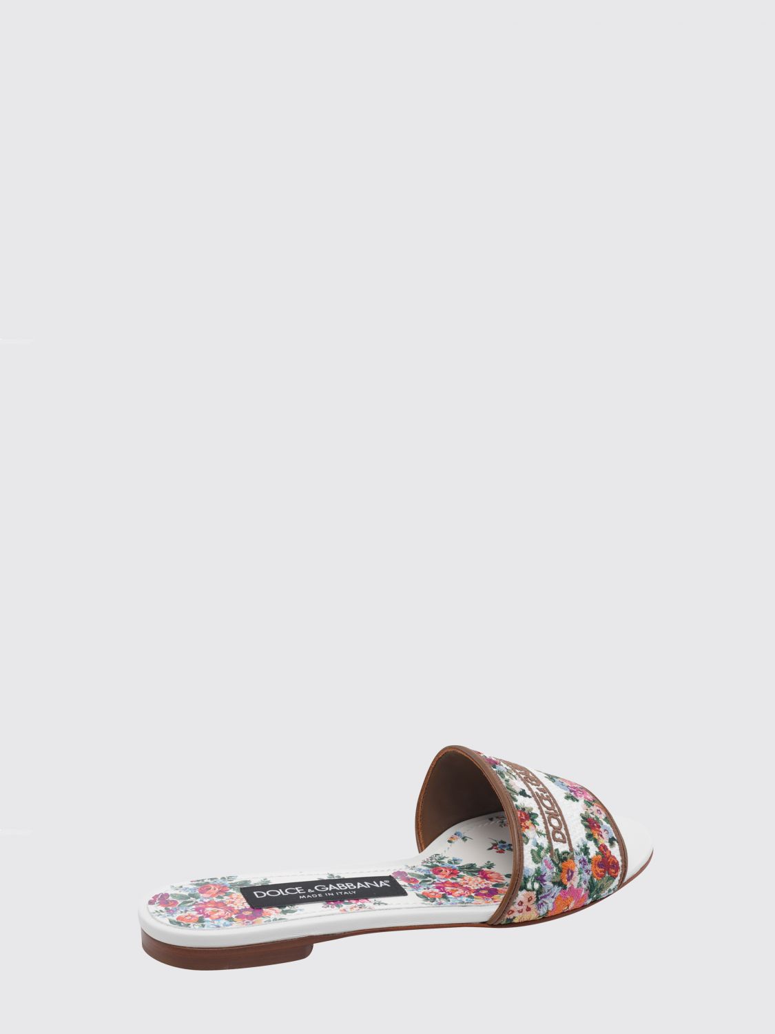 canvas mules with embroidered floral motif