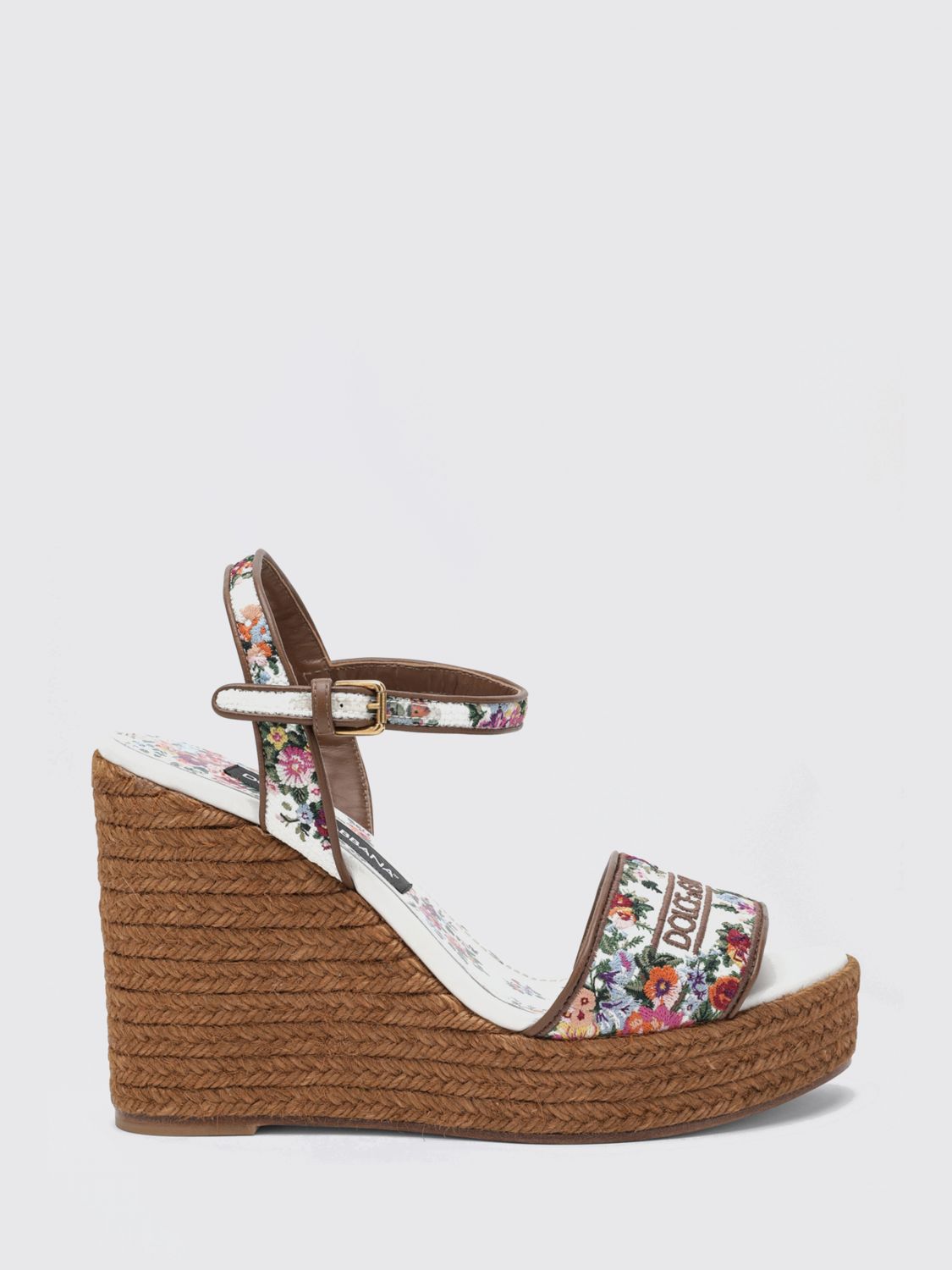 nappa wedge sandals with floral embroidery
