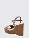 nappa wedge sandals with floral embroidery