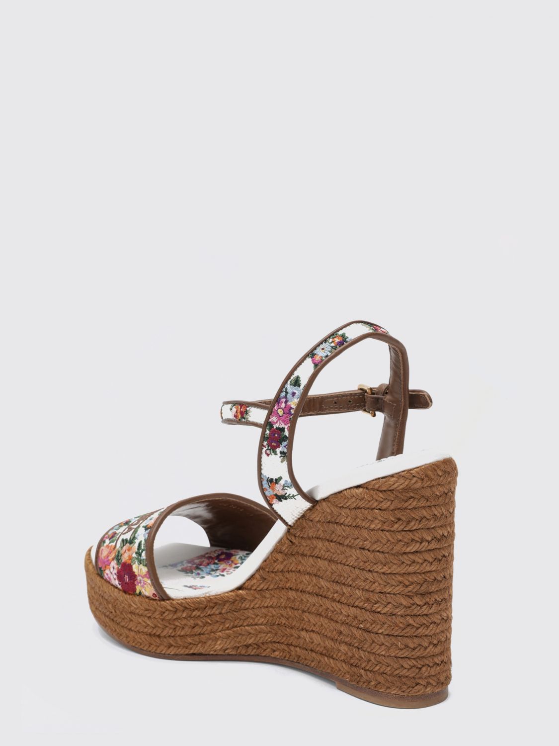 nappa wedge sandals with floral embroidery