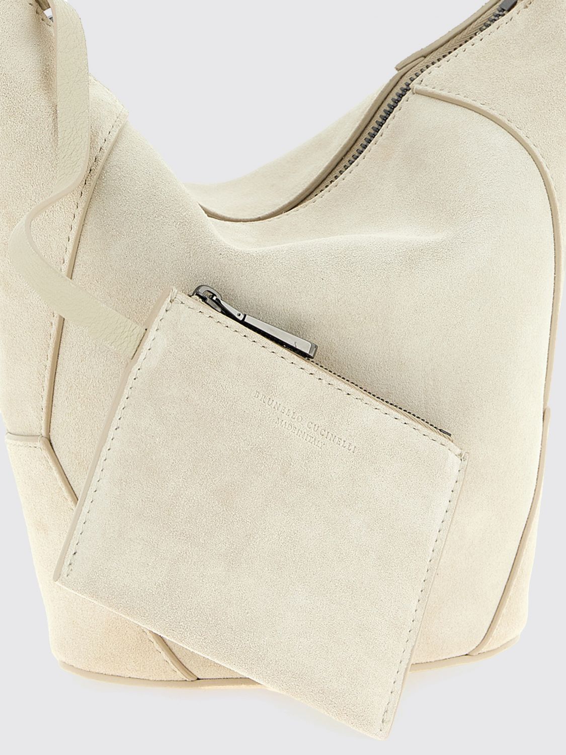 bc duo suede bucket bag with monile