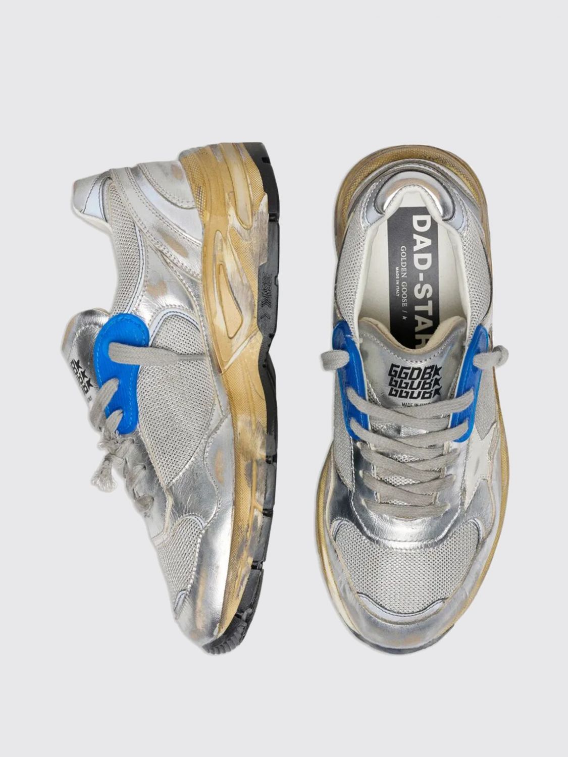 dad-star sneakers in mesh and used laminated leather