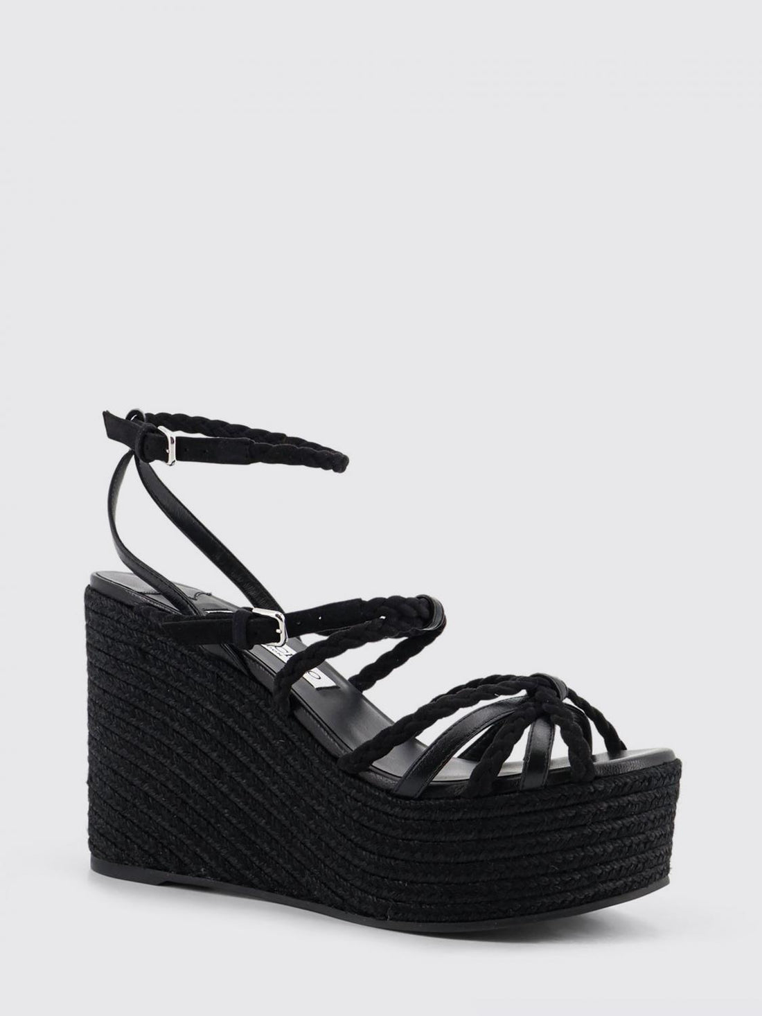 JIMMY CHOO 41 nyra wedge sandal in woven leather and suede